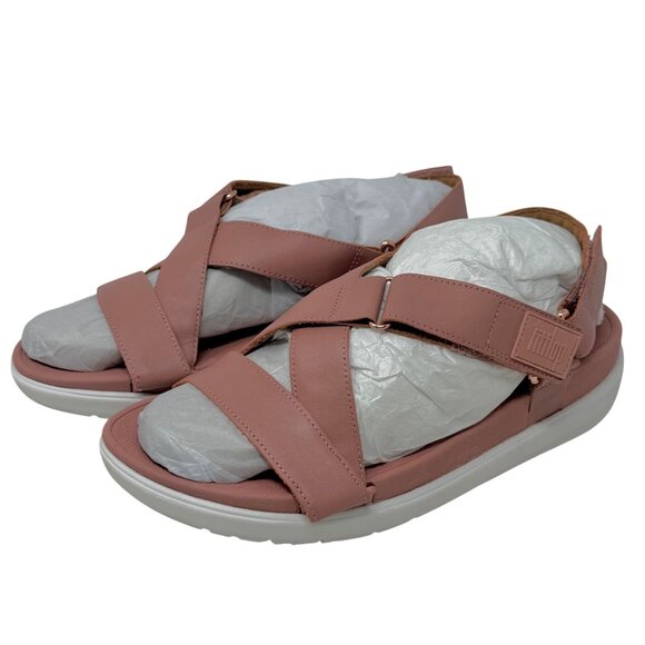 Fitflop Womens Loosh Dusty Rose Pink Mauve Strappy Leather Sandals US 10 - Picture 1 of 13